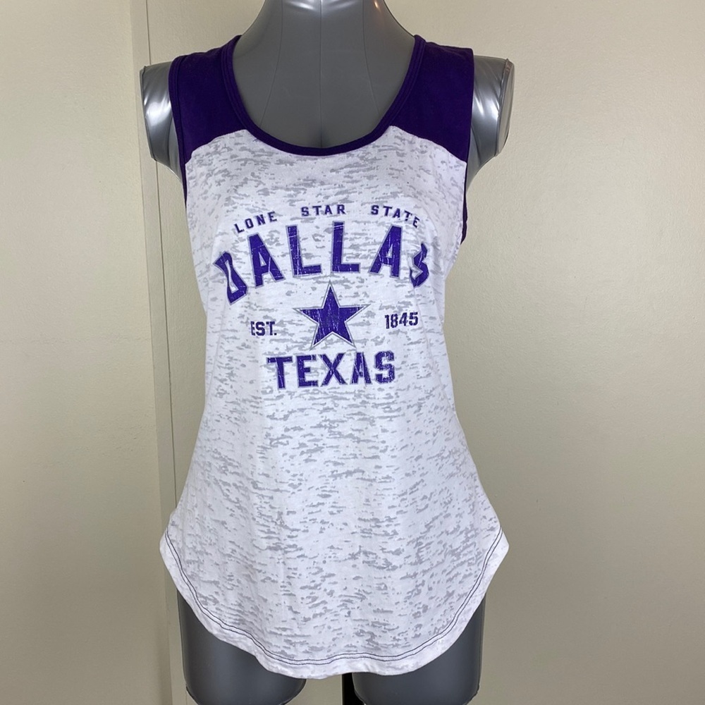 Dallas Texas racer back  purple white casual tank top Size large